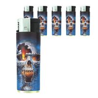Butane Refillable Electronic Lighter Set of 5 Pieces Skull Design-005