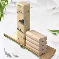 Paper Towels Bamboo Pulp Roll Towels Toilet Paper Table Kitchen Paper High Capacity Premium Quality for Home, Cafe, Shop, Restaurant, Bathroom, Kitchen, Table 4 Layers Napkin (Wood Color, 14 Rolls)