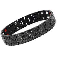 CMS MAGNETICS Novoa Men's Quad-Element Gloss Black Titanium Magnetic Bracelet- 12,800 Gauss B116D