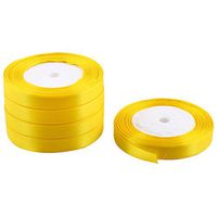 uxcell Polyester Room Decoration Gift Packing Crafting Satin Ribbon Roll Tape 5pcs Yellow