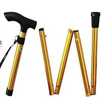 AD Folding Cane Adjustable Lightweight Aluminum Offset Walking Cane Collapsible Walking Stick with Ergonomic Handle,Yellow