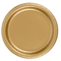 240 Gold (10 Pks of 24) 7 Inch Wax Coated Plain Solid Color Dessert Cake Paper Plates