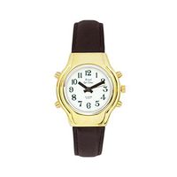 Ladies Royal Tel-Time Talking Watch - White Dial - Black Leather Band