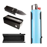 Lighter Holder With Folding Pocket Knife, For BIC Lighter Holder Only (Lighter Not Included) (Black)