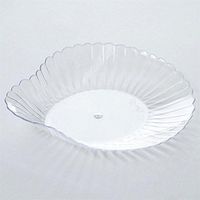 BalsaCircle 96 pcs 3-Inch Clear Seashell Plastic Plates - Disposable Wedding Party Catering Tableware