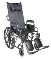 Drive Medical SSP20RBDDA Silver Sport Reclining Wheelchair with Detachable Desk Length Arms and Elevating Leg Rest, Silver Vein, 20 Inch