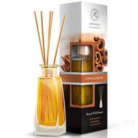 Cinnamon Reed Diffuser w/Natural Essential Cinnamon Oil 100ml - Fresh & Long Lasting Fragrance - Gift Set w/ 8 Bamboo Sticks - Best for Aromatherapy - Spa - Home - Office - Boutique - by Aromatika