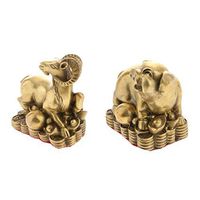 2 Money LUCKY Fortune Chinese Zodiac Animal Statue Feng Shui Decor Pig Goat