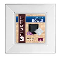 Squarete 5 ounce Square Clear Party Dessert Bowlsl Heavy Duty Elegant Disposable 5 oz Square Dessert Bowls 10 Bowls Per Package