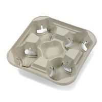 Huhtamaki HUH 20938 8-1/2" Width x 1-3/4" Height x 8-1/2" Depth Beige Color Strongholder Chinet Cup Holder Tray
