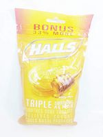 Halls Menthol - Cough Suppressant/Oral Anesthetic Honey-Lemon Drops 30 ct. with Free Kinder bar Included