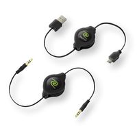 ReTrak Retractable Aux Cable and Micro USB Cable Value Pack, Black (ETCABLE35MIC5)