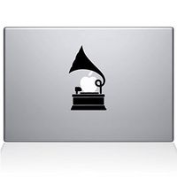 The Decal Guru 2097-MAC-13X-BLA Gramophone Decal Vinyl Sticker, 13" MacBook Pro (2016 & Newer), Black
