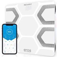 INEVIFIT EROS Bluetooth Body Fat Scale Smart BMI Highly Accurate Digital Bathroom Body Composition Analyzer with Wireless Smartphone APP 400 lbs 11.8 x 11.8 inch (White)