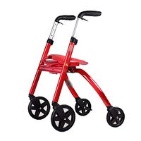 Rolling Walkers Walker Elderly Disabled Aluminum Alloy Trolley Trolley Lower Limb Training Light Folding Walker (Color : Red, Size : 585682cm)