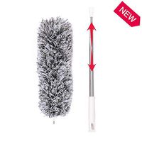Microfiber Cobweb Duster with Sturdy Stainless Steel Extension Pole 30" - 110" – Bendable, Extendable, Fluffy Feather Duster, Long Handled Duster for Interior Roof, Ceiling Fan - Wet or Dry Use