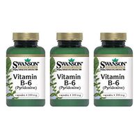 Swanson Vitamin B-6 (Pyridoxine) 100 Milligrams 100 Capsules (3 Pack)