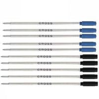 10 Genuine Cross Medium Ballpoint Black and Blue Refills (Bulk Pack of 5 in Each Color)