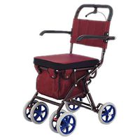 Handiy Foldable Trolley, Old Walker Shopping Cart Four-Wheeled Trolley with Seat -by TIANTA (Color : Six Wheel-Universal Wheel)
