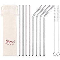 JOYECO Reusable Metal Straws Stainless Steel Drinking with Travel Case, 8.5 inches Drink Straw for 20oz Tumblers Rumblers Beverage (4 Bent 4 Straight 2 Brushes), Antique Silver Pattern