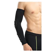 Padded Arm Sleeve, Compression Basketball Arm Sleeve Elbow Pad, for Football, Baseball Sports, Sold as Single (1 Sleeve) (Black, M)