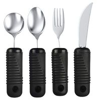 Blue Jay Make Eating Easier Big Grip Utensil Set - Arthritis Aid Silverware Set, 1.5in Ribbed Made with Ribbed Rubber Handles and Stainless Steel, for Weak Grip, Latex-Free, Eating Aids