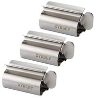 Toothpaste Tube Squeezer - Set of 3 Toothpaste Squeezer Rollers, Metal Toothpaste Tube Wringer Seat Holder Stand XYKEEY