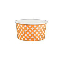 6 oz Yogurt Paper Cups- 1000 Count (Polka Dot Orange)