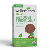 Wellements Organic Daytime Baby Cough Syrup, 2 Fl Oz, Wild Cherry Bark, Slippery Elm, Agave, Free from Dyes, Parabens, Preservatives