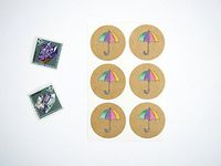 Watercolor Umbrella Stickers, Seals and Labels, Cupcake Toppers, by Once Upon Supplies, 1.5 Inches, 60 Stickers, White
