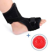 Plantar Fasciitis Night Splint Brace, Drop Foot Orthotic Brace with Hard Spiky Massage Ball for Effective Relief from Tendon Stretch, Achilles and Heel Spur Relief, Fits Left or Right Foot