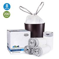 Plasticplace 8 Gallon Trash Bags │ 0.7 Mil │ White Drawstring Garbage Can Liners │ 22" x 22" (200 Case), Count