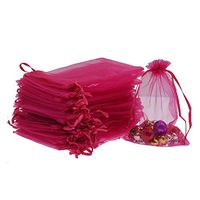 Lautechco 100Pcs Organza Bags 6x8 inches Rose Organza Gift Bags Small Mesh Bags Drawstring Gift Bags Christmas Drawstring Organza Gift Bags (6x8 inches Rose)