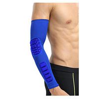 Padded Arm Sleeve, Compression Basketball Arm Sleeve Elbow Pad, for Football, Baseball Sports, Sold as Single (1 Sleeve) (Blue, XL)