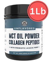 MCT Oil Powder + Keto Collagen Peptides + Acacia Fibre 16oz (Unflavored) | 10g MCT, 5g Collagen | MCT Collagen for Coffee Creamer, Shakes, Smoothies, Ketogenic Low Carb Protein Powder