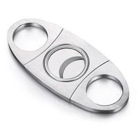 Cigar Cutter Stainless Steel Guillotine Self Sharpening Blades Double Cut Blade in Black Gift Pouch Gifts For Dad