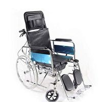 HWZLOIK Wheelchair, Old High Carbon Steel Folding Multi-Function Fully Reclining Elderly Multi-Function Disabled Trolley Stroller, Product Size - 124Cm 66Cm