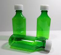 Lot of 50 Brand New Green Plastic Graduated Oval 2 Ounce RX Medicine Bottles w/Caps