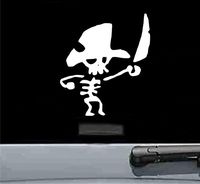 JS Artworks Skeleton Pirate Vinyl Decal Sticker (White)