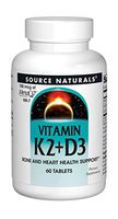 Source Naturals Vitamin K2 + D3 Bone & Heart Health Complex - 400 IU Vitamin D3 & 100 mcg Vitamin K2 (MK-7) with Calcium - 60 Tablets