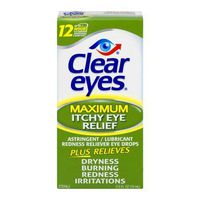 Clear Eyes for Maximum Itchy Eye Relief Plus Relieves Dryness/Burning/Redness/Irritations 0.5oz (1 Box Only)