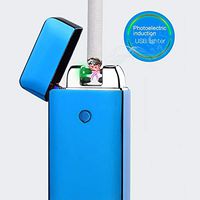 Electronic Dual Pulse Double Arc Cigarette Lighter USB Rechargeable Windproof Flameless Plasma Beam Lighter for Cigar, Men and Women's Gift (Blue)