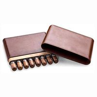 Kylin-u Cigar Case Travel Genuine Leather Humidor, Cedar Wood Lined with Humidifier and Removable Trays, Portable Light Weight Cigar Box Gift Set