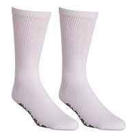 Non Skid Diabetic Crew Socks - Breathable Anti Slip Socks - Loose Fitting Comfortable Sock – Improve Foot Circulation – Painful Swollen Feet Relief - Prevent Slipping - White - 6 Pairs