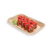 Restaurantware 9-inch x 6-inch Eco-Friendly Indo Palm Leaf Rectangular Plate: Perfect for Parties and Catering Events - Natural Color - Disposable Biodegradable Party Plates - 100-CT