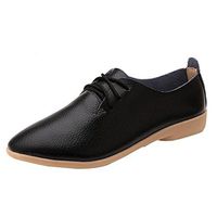 Neartime Women Shoes, Casual Leather Flats Shoes Pointed Toe Lace-up Solid Color Shoes Comfortable Sandals