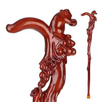 Crutches Wooden Cane Men and Women Cane Rat Stealing Grapes Hand-Carved Stick 38",B