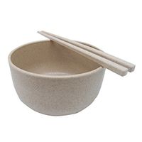 Eforstore Children Student Larger Wheat Straw Heat Insulation Soup Bowl and Chopstick Set (Beige)
