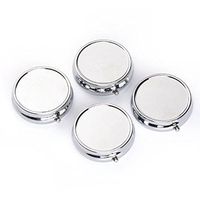 2pcs Silver Round Portable Pill Organizer for Pocket or Purse Travel Medicine Tablet Holder Storage Case Box