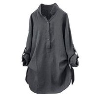 Meikosks Ladies Long Sleeve Button Down Tops Cotton Solid Color Blouses Oversized Shirt Green